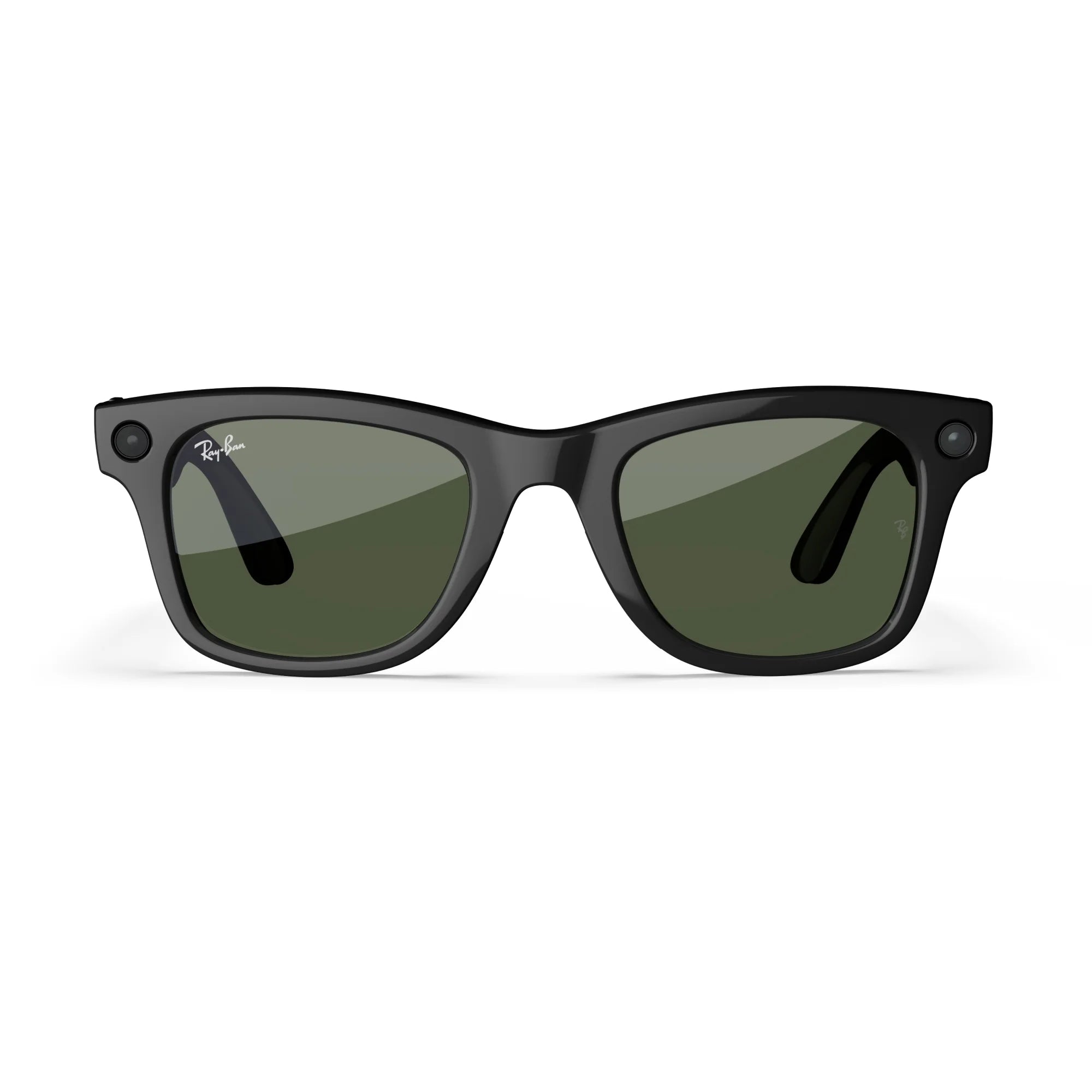 Ray-Ban  (Gen 1), Wayfarer Large, Shiny Black, Green Lenses | Smart AI Glasses