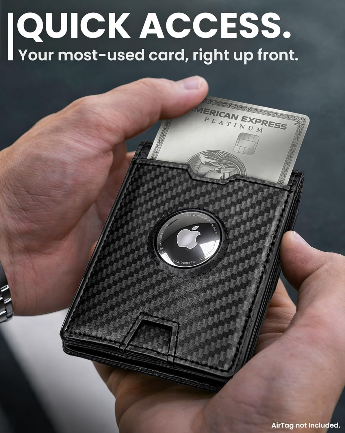 Airtag Wallet Men - Bifold Wallets for Men, Air Tag Wallet with Airtag Holder, Smart Wallet for Mens Minimalist Wallet Money Clip,10 Cards, RFID Blocking Airtag Not Included* - Carbon Fiber Black