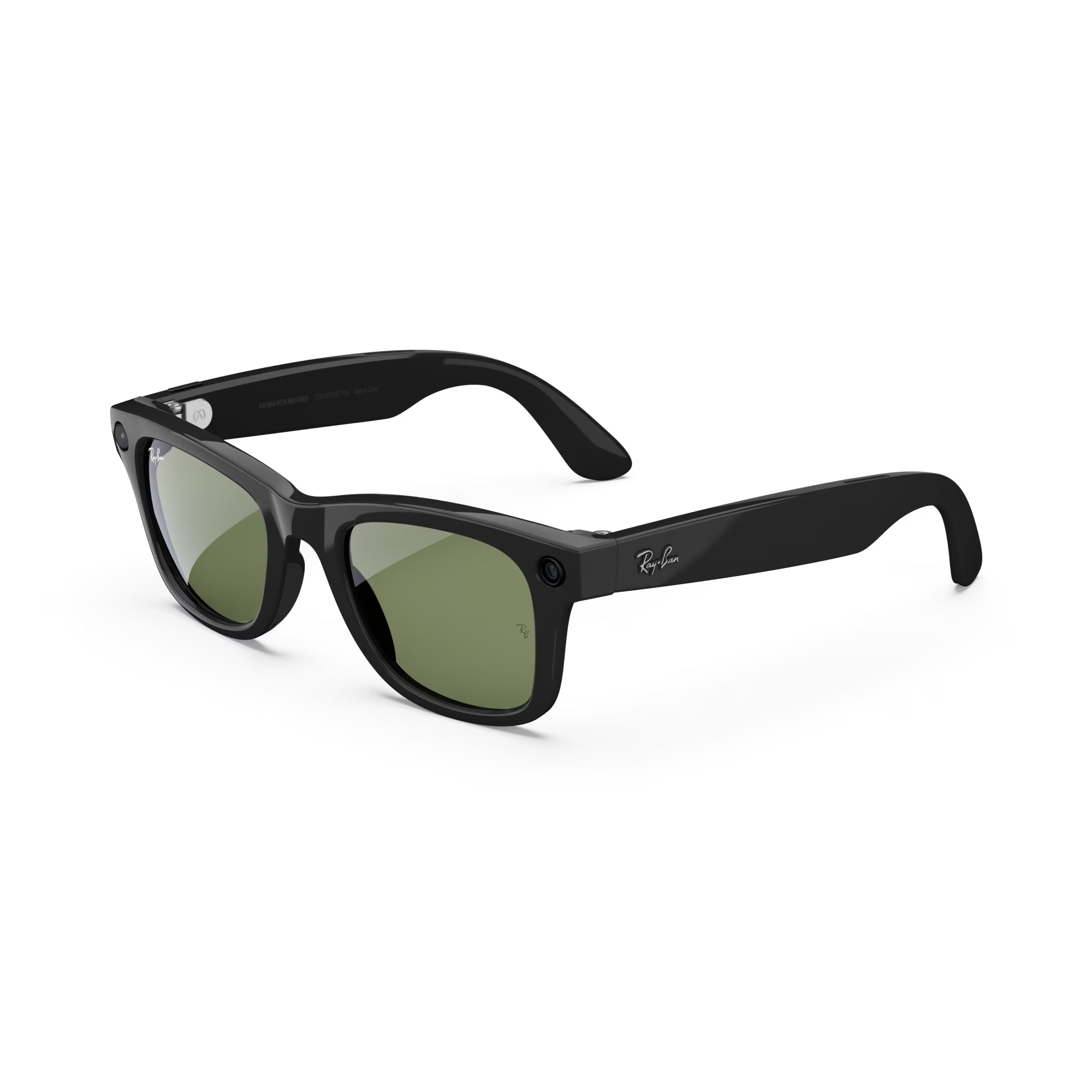 Ray-Ban  (Gen 1), Wayfarer Large, Shiny Black, Green Lenses | Smart AI Glasses