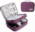Travel Cable Organizer Bag, Electronic Accessories Case Portable Double Layer Cable Storage Bag for Cord, Charger, Flash Drive, Phone, SD Card,Personal Items - (Purple)