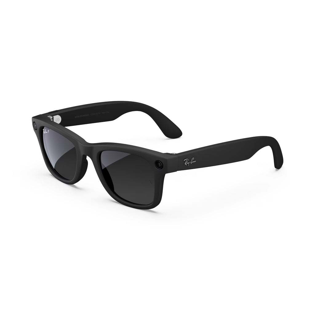 Ray-Ban  (Gen 1), Wayfarer Large, Shiny Black, Green Lenses | Smart AI Glasses